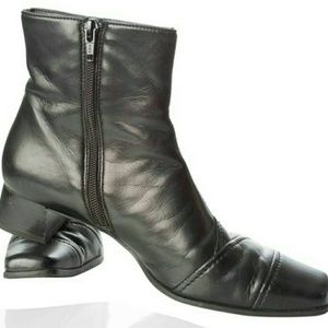 Paul Green Black Leather Zip Ankle Handmade US Sz9